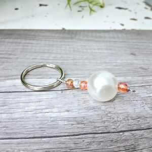 2/$10 Orange Beaded Key Holder, Keychain, Key Ring